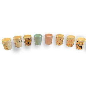 Pillowfort Set Of 8 Kids Melamine Cups Boy+Girl Roar Space Ladybug Lion Unicorn
